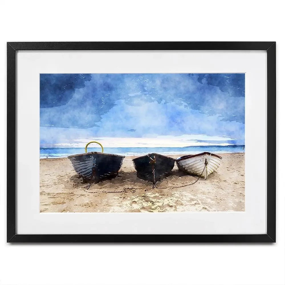 Fishing Boats Under A Brooding Sky Framed Art Print Fishing Boats Under A Brooding Sky Framed Art Print wall art product Helen Hotson / Shutterstock