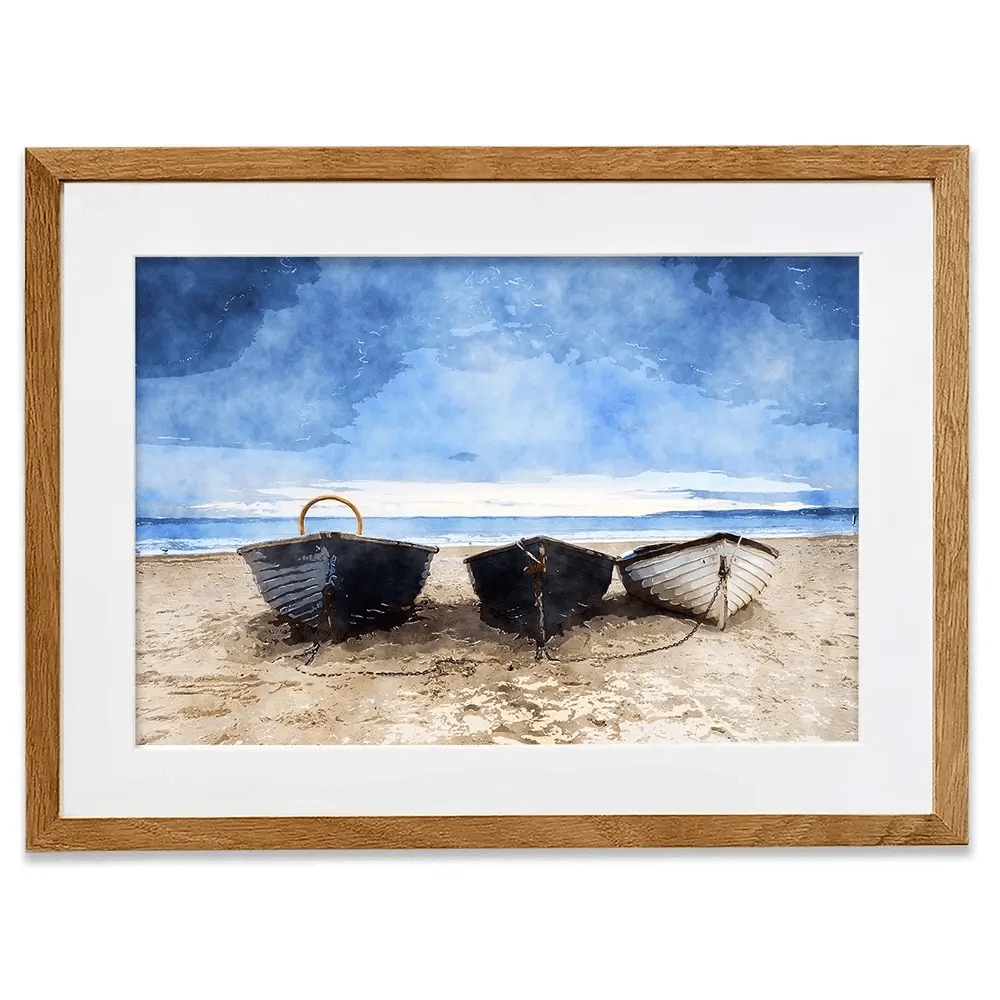 Fishing Boats Under A Brooding Sky Framed Art Print Fishing Boats Under A Brooding Sky Framed Art Print wall art product Helen Hotson / Shutterstock