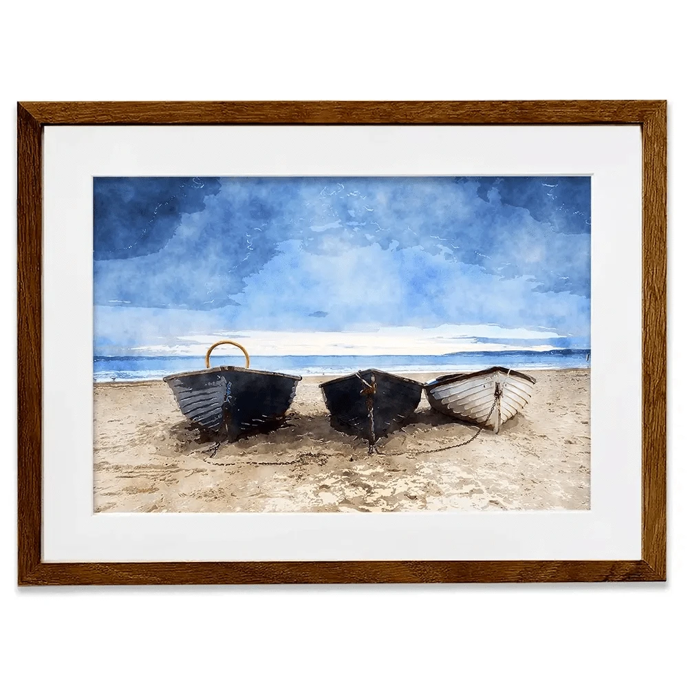 Fishing Boats Under A Brooding Sky Framed Art Print Fishing Boats Under A Brooding Sky Framed Art Print wall art product Helen Hotson / Shutterstock