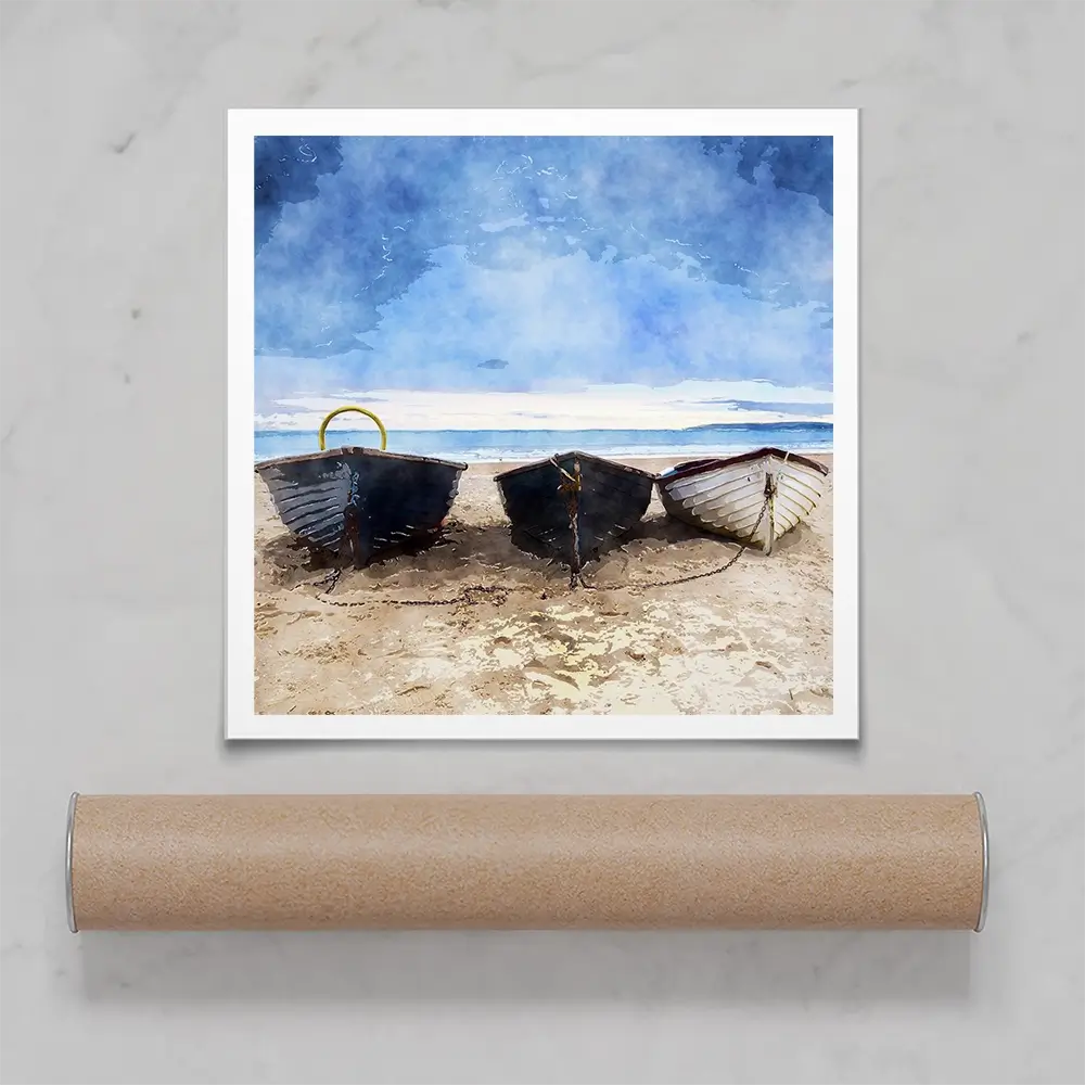 Fishing Boats Under A Brooding Sky Square Art Print Fishing Boats Under A Brooding Sky Square Art Print wall art product Art Print Shop