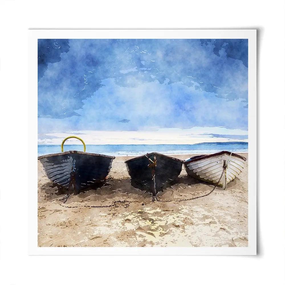 Fishing Boats Under A Brooding Sky Square Art Print Fishing Boats Under A Brooding Sky Square Art Print wall art product Art Print Shop