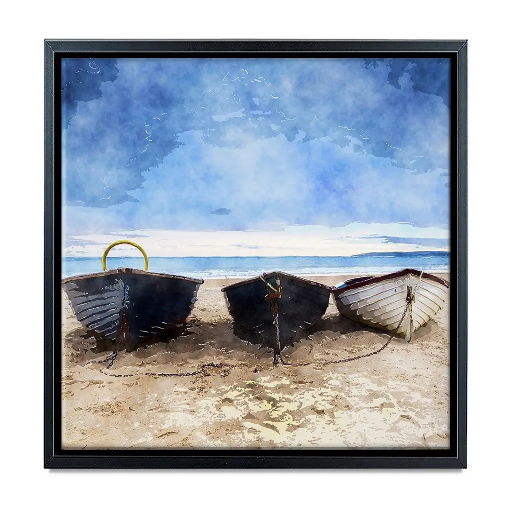 Fishing Boats Under A Brooding Sky Square Canvas Print Fishing Boats Under A Brooding Sky Square Canvas Print wall art product Art Print Shop