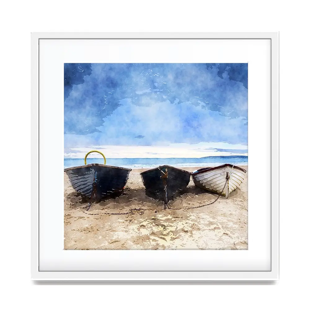 Fishing Boats Under A Brooding Sky Square Framed Art Print Fishing Boats Under A Brooding Sky Square Framed Art Print wall art product Art Print Shop