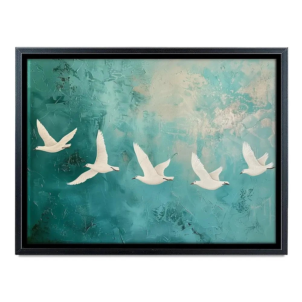 Five White Birds Canvas Print Five White Birds Canvas Print wall art product Arlington Prints - Independent