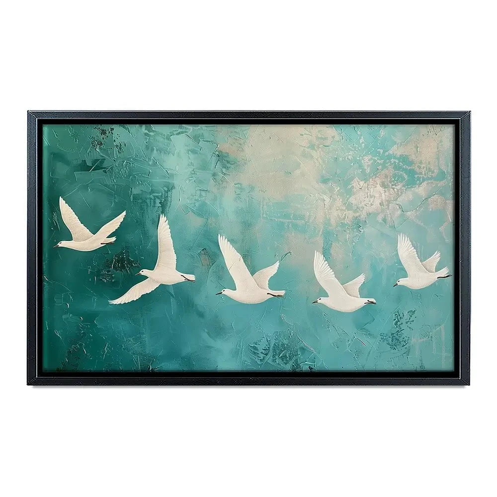 Five White Birds Canvas Print Five White Birds Canvas Print wall art product Arlington Prints - Independent