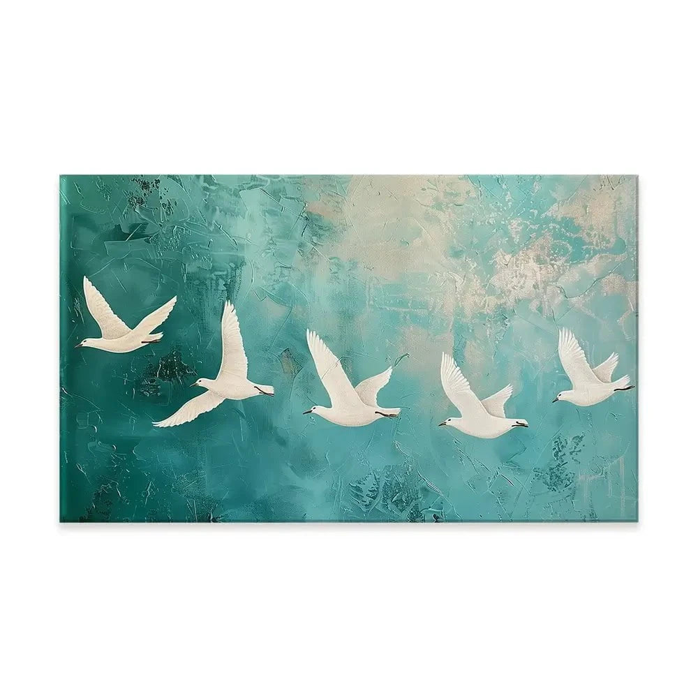 Five White Birds Canvas Print Five White Birds Canvas Print wall art product Arlington Prints - Independent