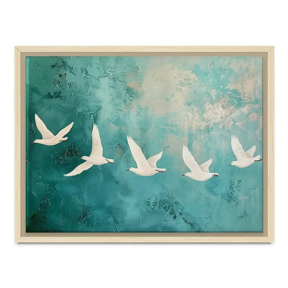 Five White Birds Canvas Print Five White Birds Canvas Print wall art product Arlington Prints - Independent