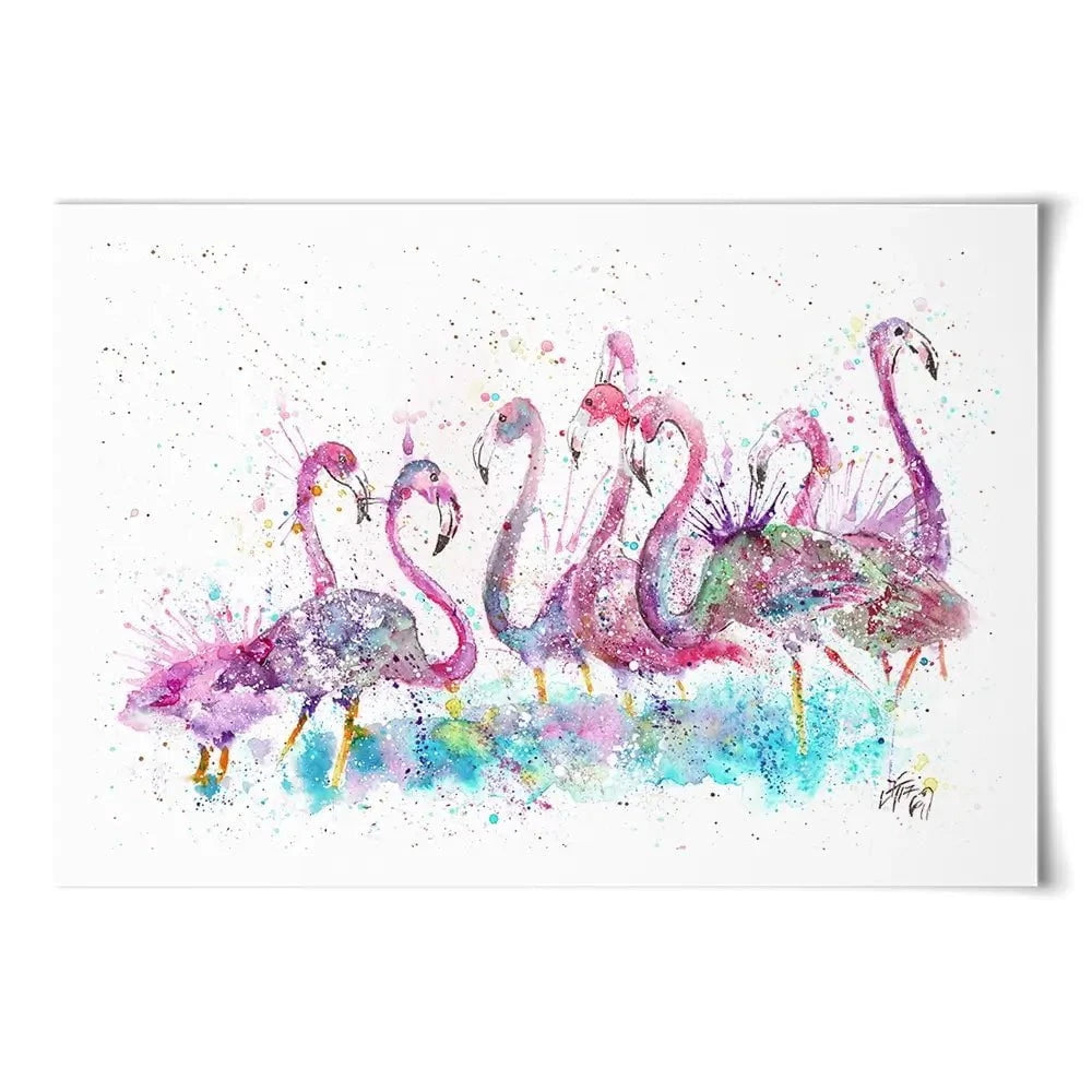 Flamingo Gathering Art Print Flamingo Gathering Art Print wall art product Jamie Taylor