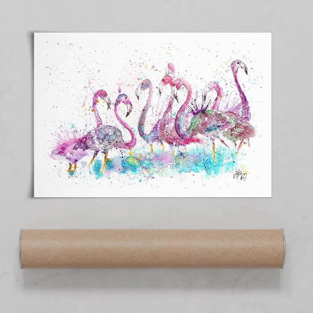 Flamingo Gathering Art Print Flamingo Gathering Art Print wall art product Jamie Taylor