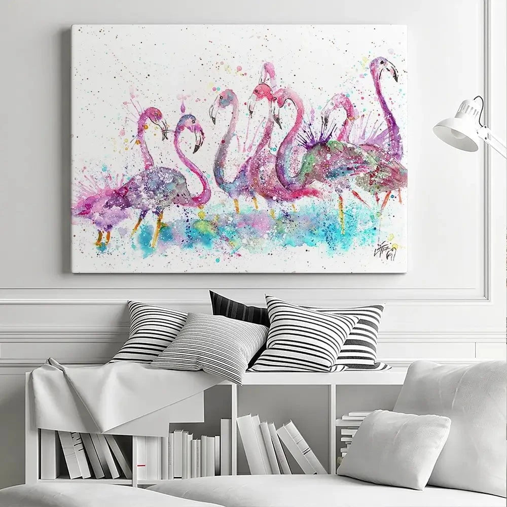 Flamingo Gathering Canvas Print Flamingo Gathering Canvas Print wall art product Jamie Taylor