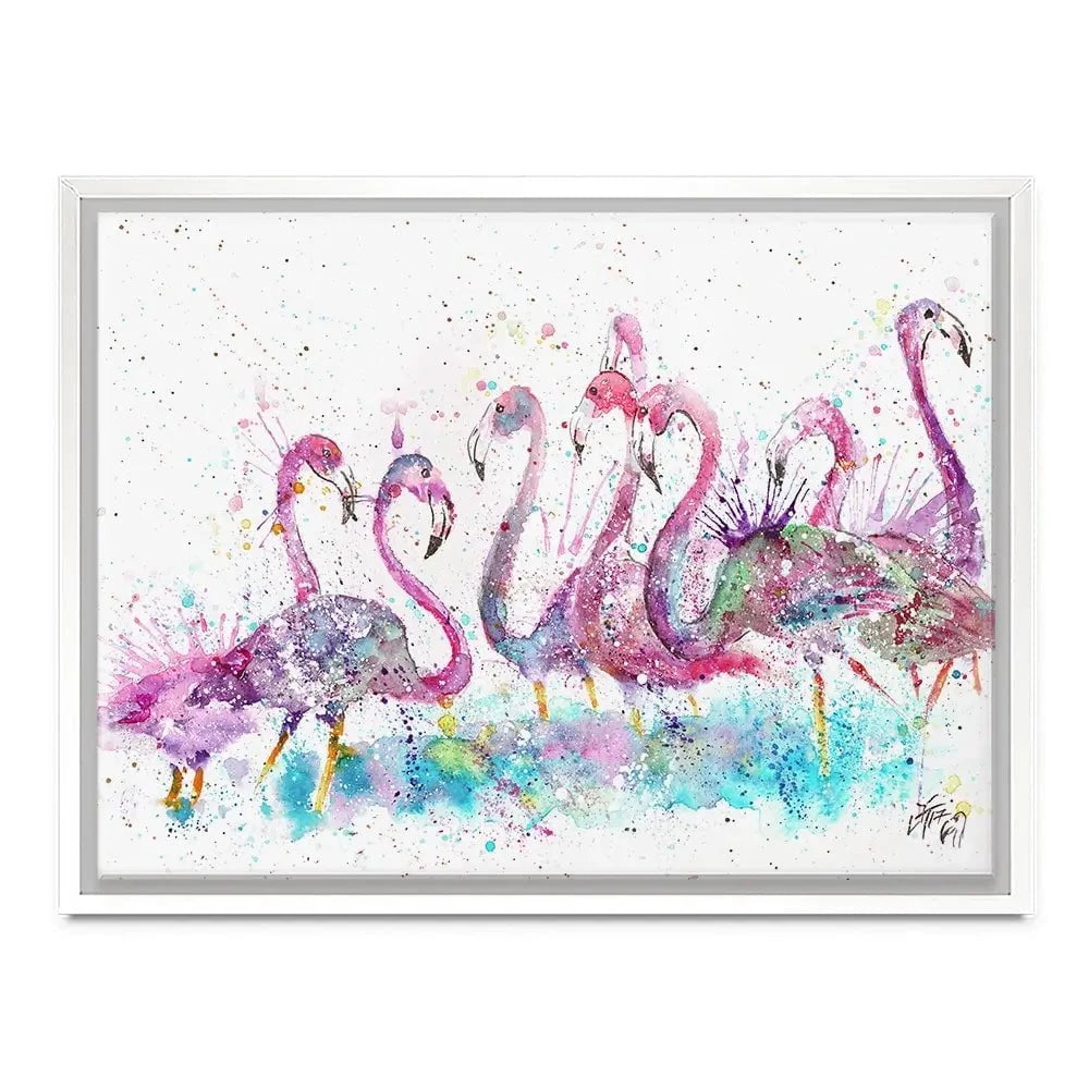 Flamingo Gathering Canvas Print Flamingo Gathering Canvas Print wall art product Jamie Taylor