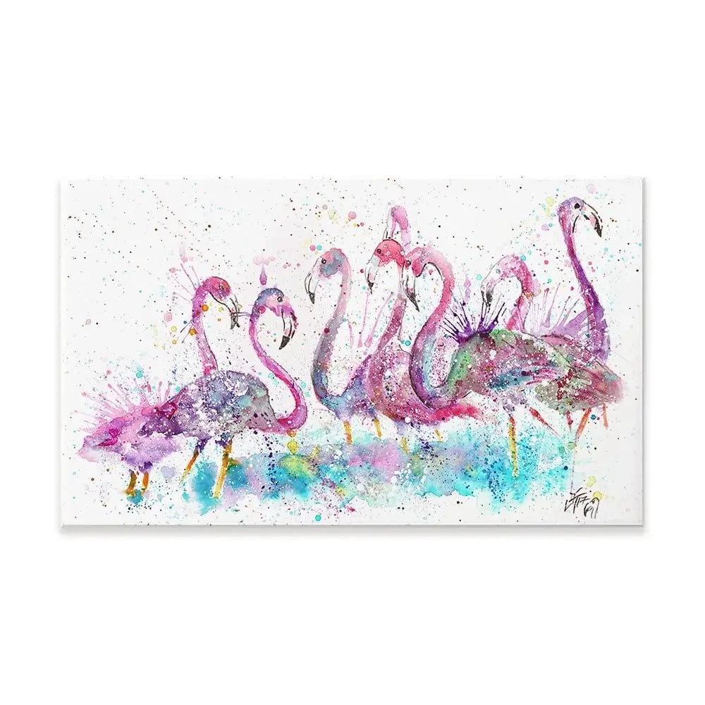 Flamingo Gathering Canvas Print Flamingo Gathering Canvas Print wall art product Jamie Taylor