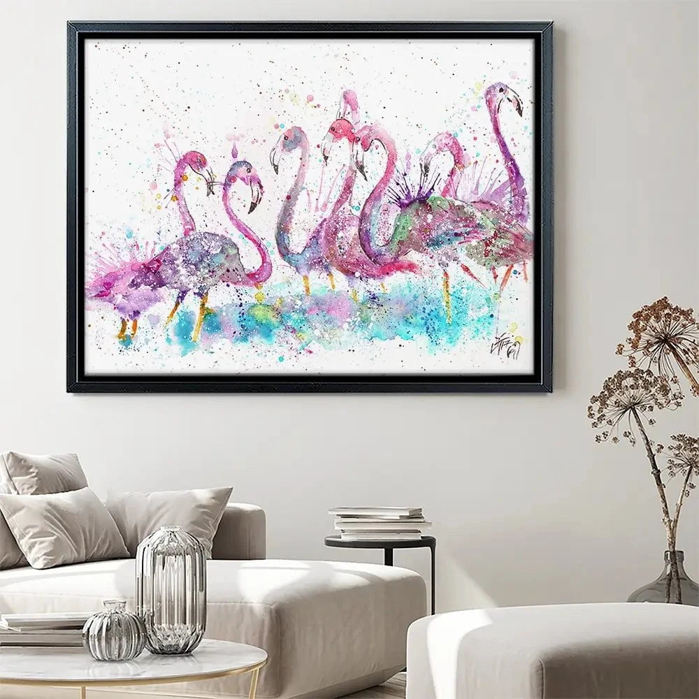 Flamingo Gathering Canvas Print Flamingo Gathering Canvas Print wall art product Jamie Taylor