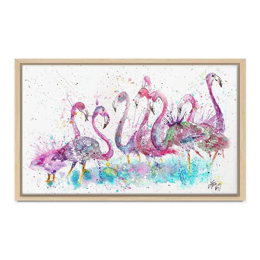 Flamingo Gathering Canvas Print Flamingo Gathering Canvas Print wall art product Jamie Taylor