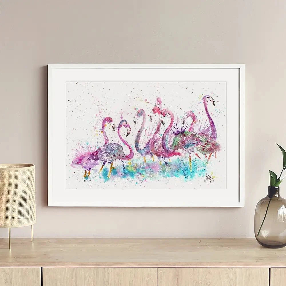 Flamingo Gathering Framed Art Print Flamingo Gathering Framed Art Print wall art product Jamie Taylor