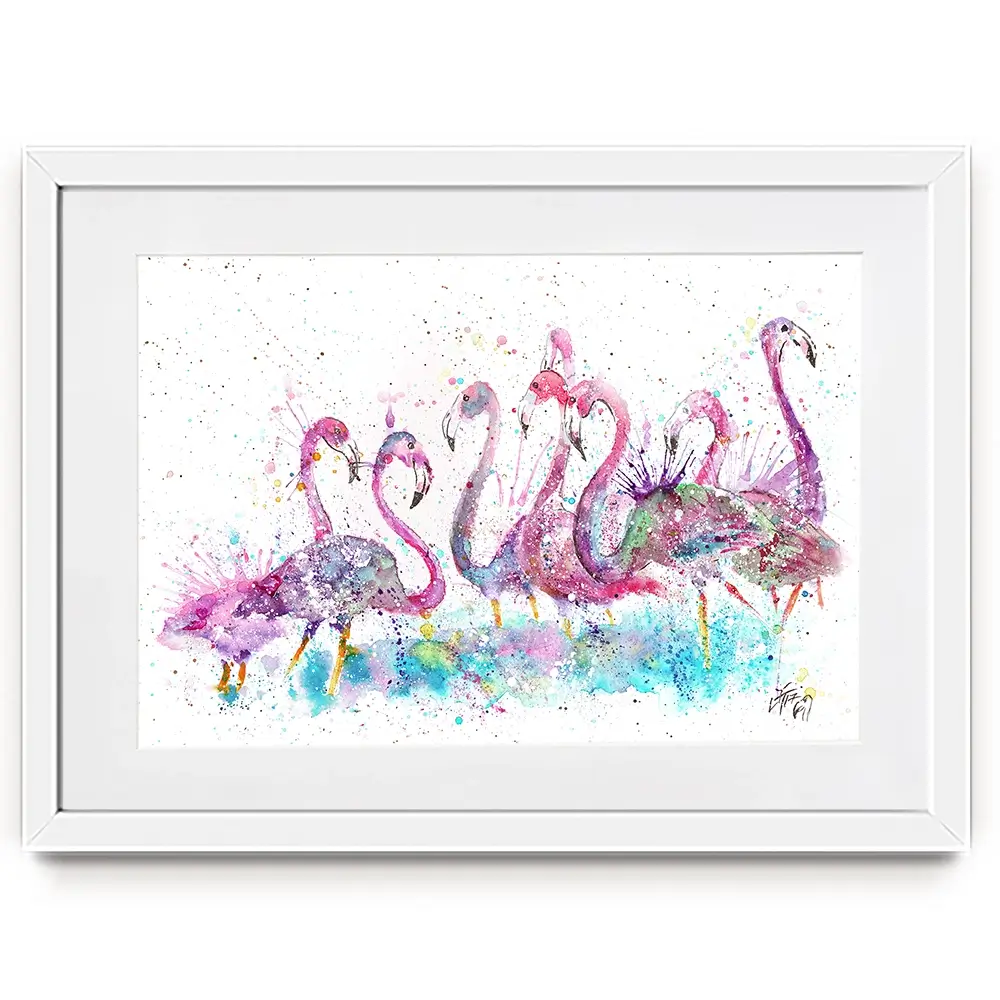 Flamingo Gathering Framed Art Print Flamingo Gathering Framed Art Print wall art product Jamie Taylor