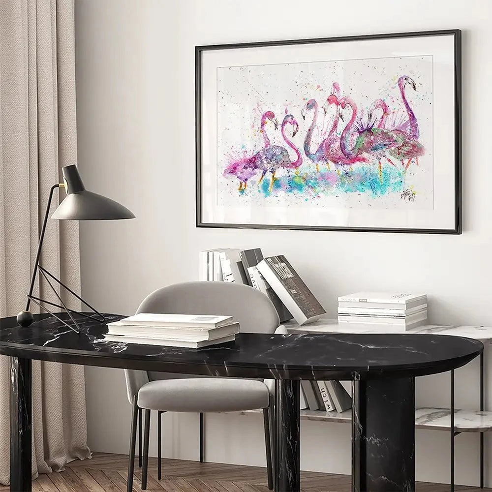 Flamingo Gathering Framed Art Print Flamingo Gathering Framed Art Print wall art product Jamie Taylor