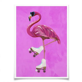 Flamingo Roller Skating Art Print Flamingo Roller Skating Art Print wall art product Sarah Manovski