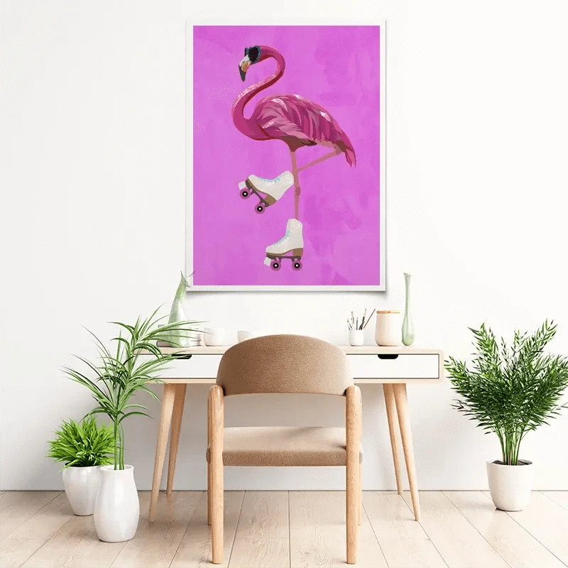 Flamingo Roller Skating Art Print Flamingo Roller Skating Art Print wall art product Sarah Manovski