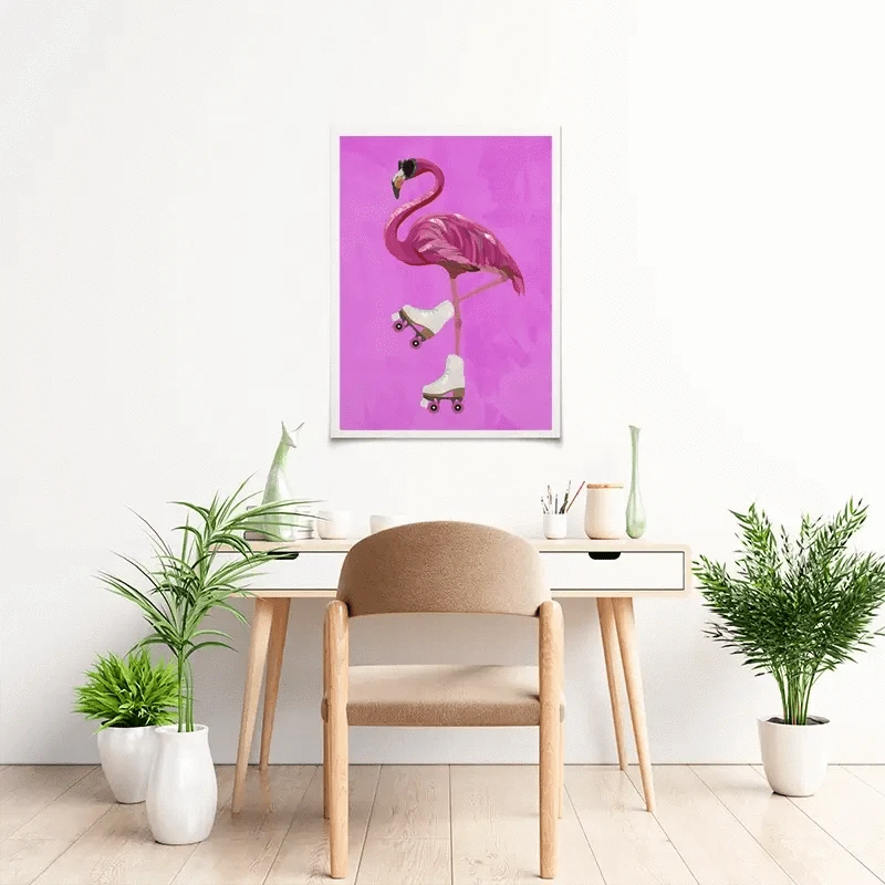 Flamingo Roller Skating Art Print Flamingo Roller Skating Art Print wall art product Sarah Manovski