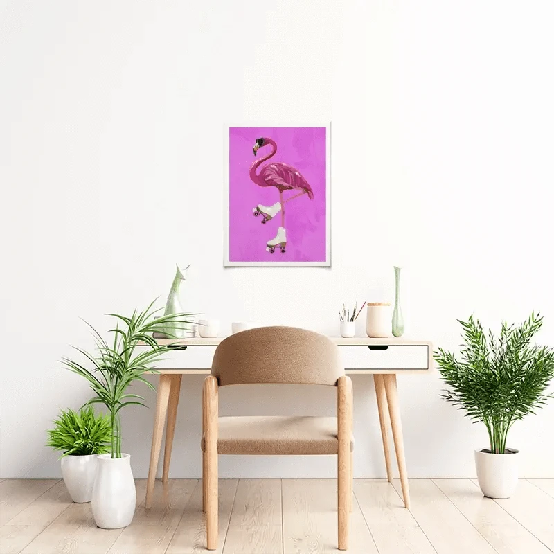 Flamingo Roller Skating Art Print Flamingo Roller Skating Art Print wall art product Sarah Manovski