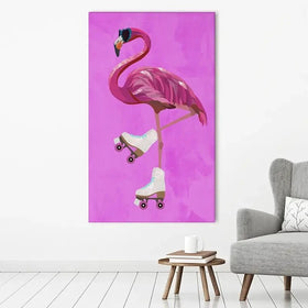 Flamingo Roller Skating Canvas Print Flamingo Roller Skating Canvas Print wall art product Sarah Manovski