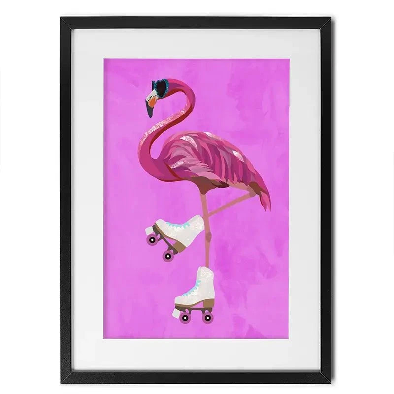 Flamingo Roller Skating Framed Art Print Flamingo Roller Skating Framed Art Print wall art product Sarah Manovski