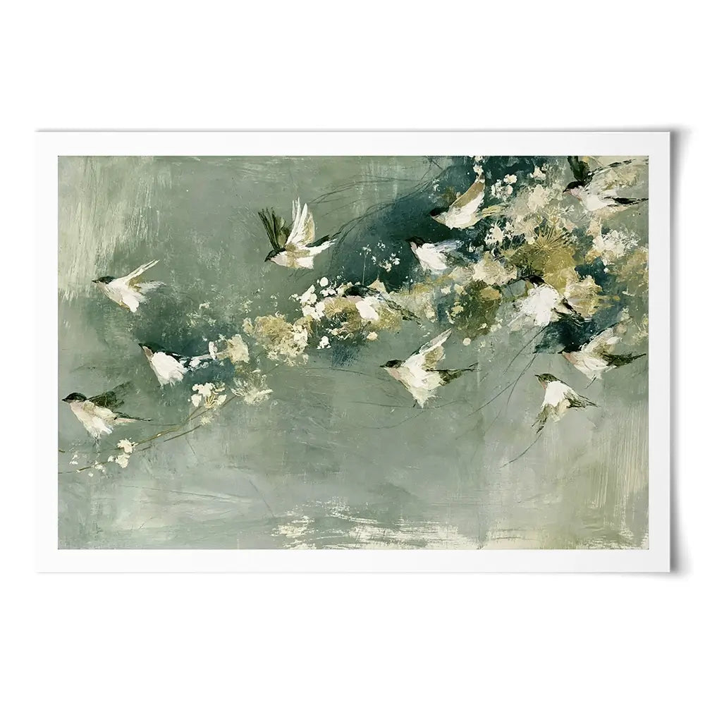 Flight Past Blossoms Art Print Flight Past Blossoms Art Print wall art product Chromatic Storm Studio