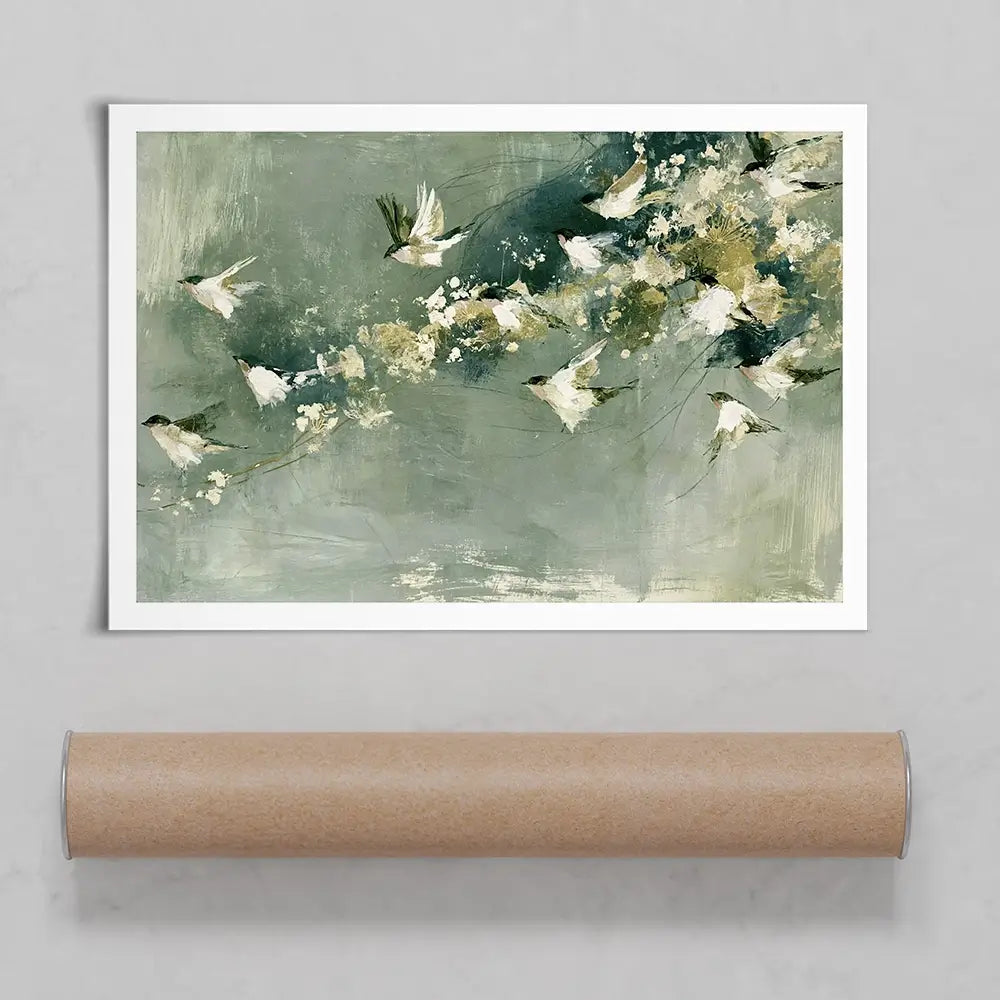 Flight Past Blossoms Art Print Flight Past Blossoms Art Print wall art product Chromatic Storm Studio