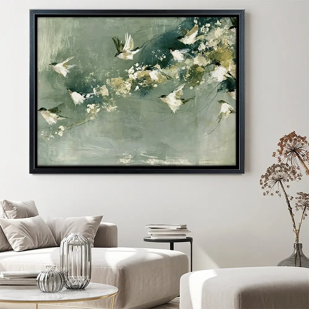 Flight Past Blossoms Canvas Print Flight Past Blossoms Canvas Print wall art product Chromatic Storm Studio