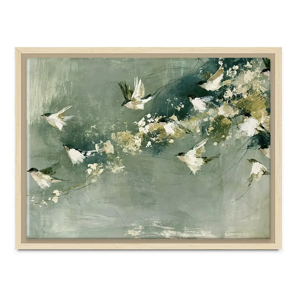 Flight Past Blossoms Canvas Print Flight Past Blossoms Canvas Print wall art product Chromatic Storm Studio