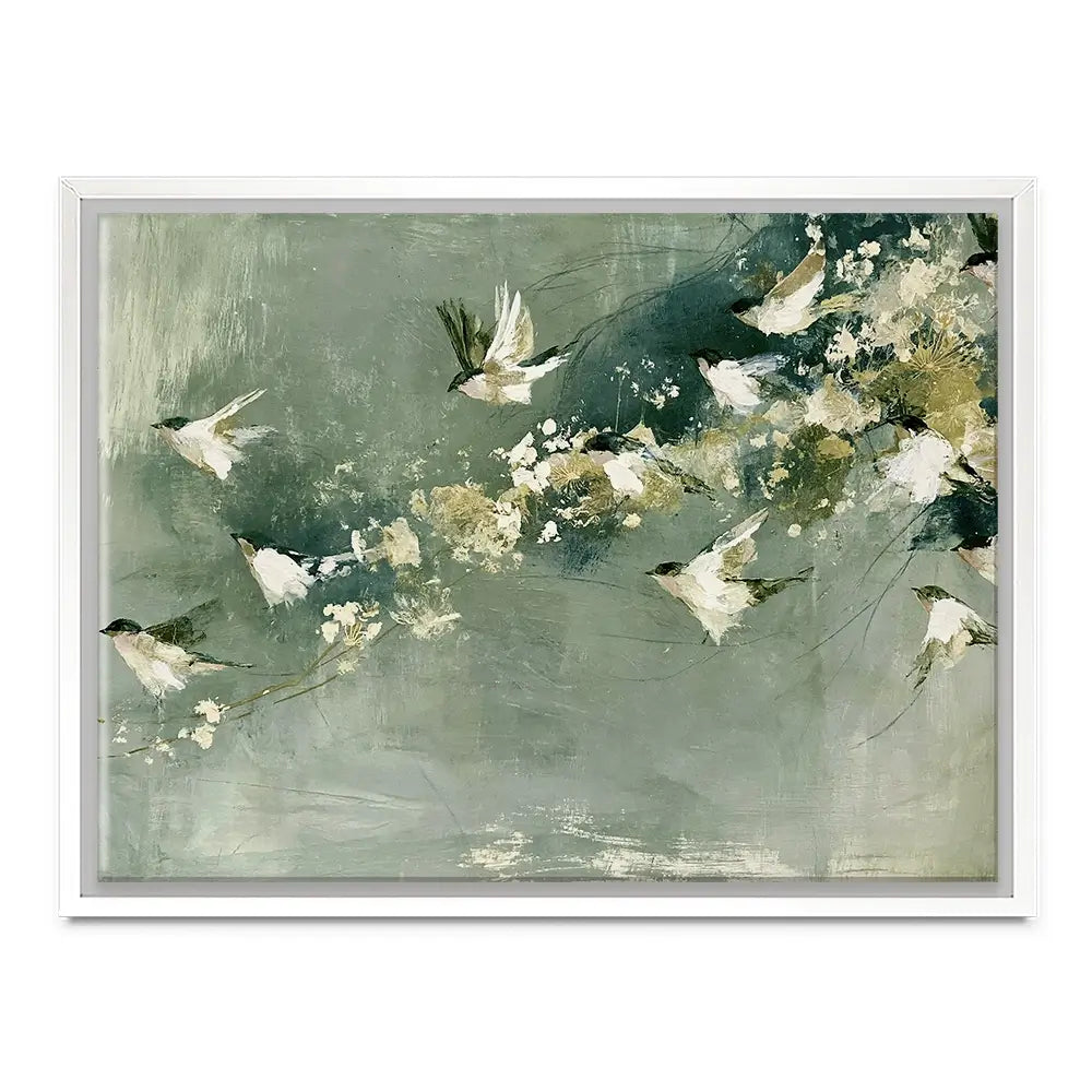 Flight Past Blossoms Canvas Print Flight Past Blossoms Canvas Print wall art product Chromatic Storm Studio