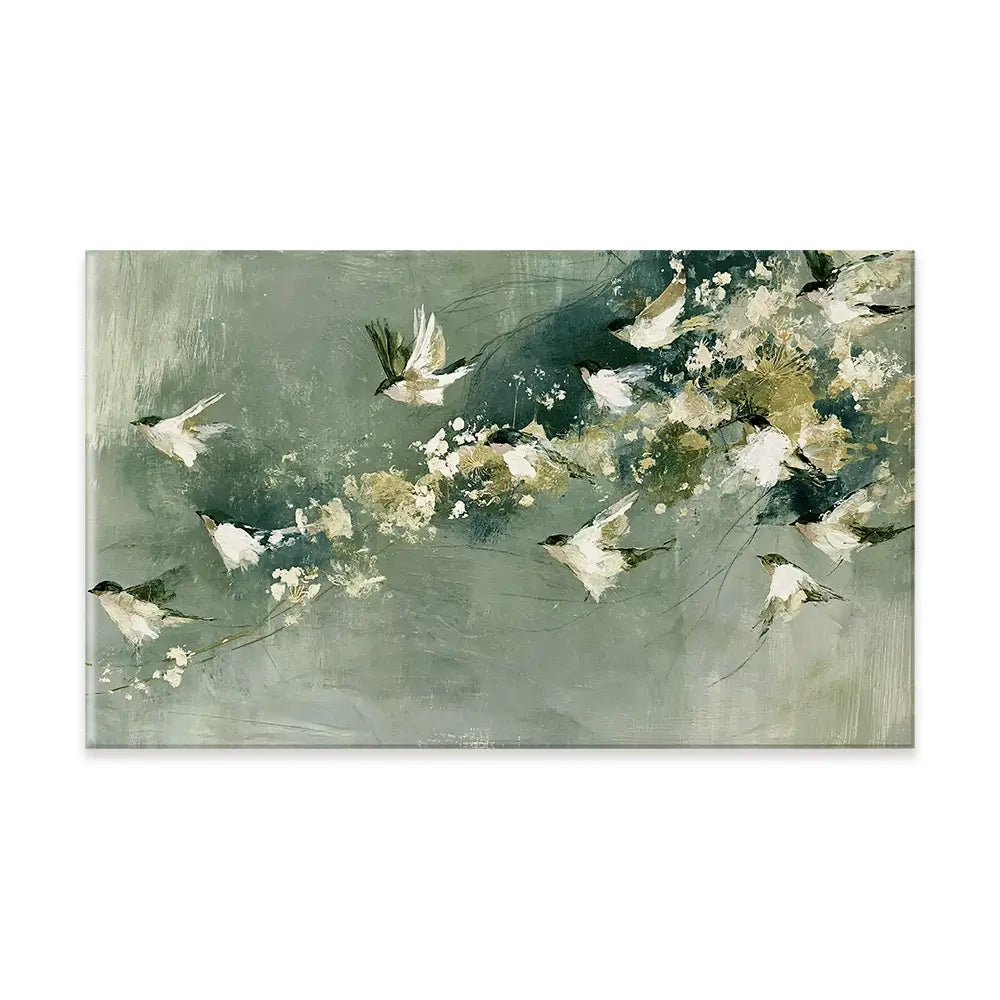 Flight Past Blossoms Canvas Print Flight Past Blossoms Canvas Print wall art product Chromatic Storm Studio