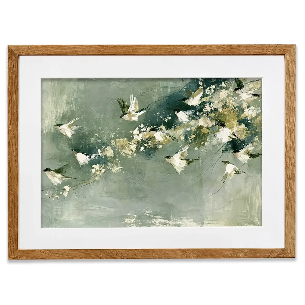 Flight Past Blossoms Framed Art Print Flight Past Blossoms Framed Art Print wall art product Chromatic Storm Studio