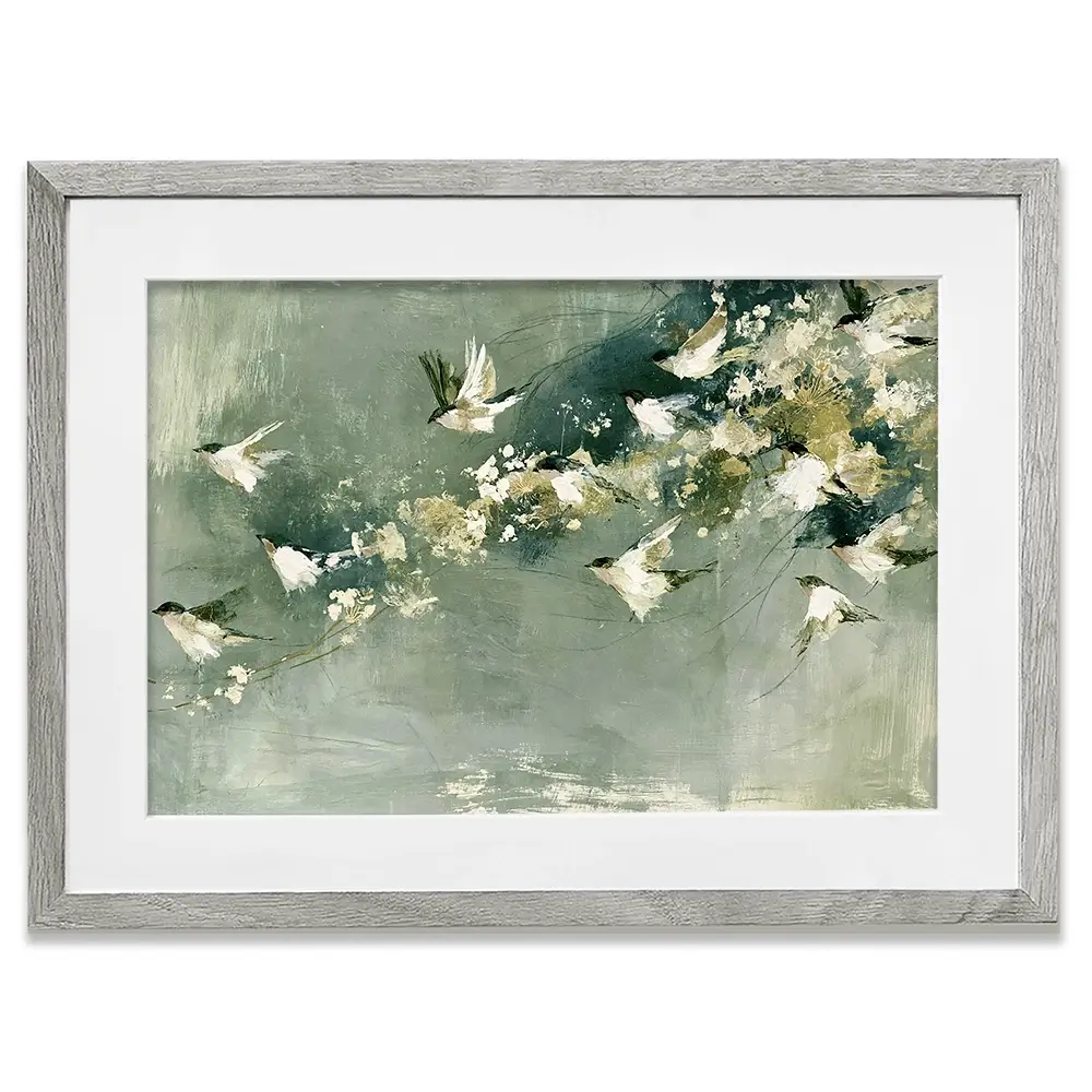 Flight Past Blossoms Framed Art Print Flight Past Blossoms Framed Art Print wall art product Chromatic Storm Studio
