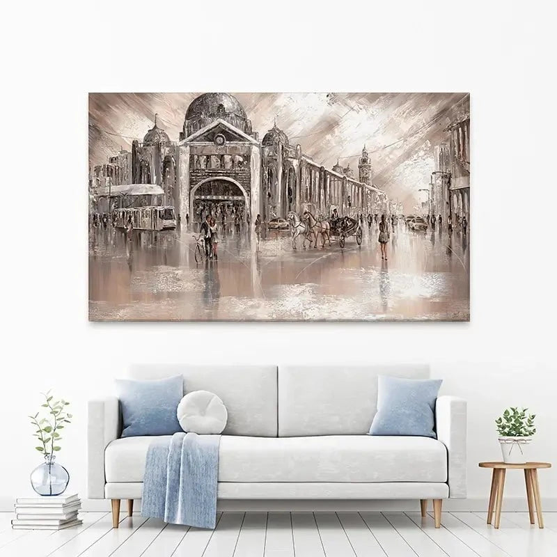 Flinders Street Railway Station Canvas Print Flinders Street Railway Station Canvas Print wall art product Isabella Karolewicz