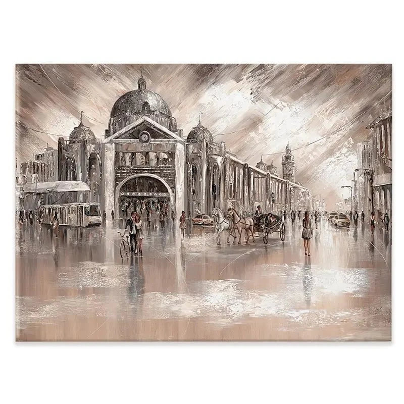 Flinders Street Railway Station Canvas Print Flinders Street Railway Station Canvas Print wall art product Isabella Karolewicz