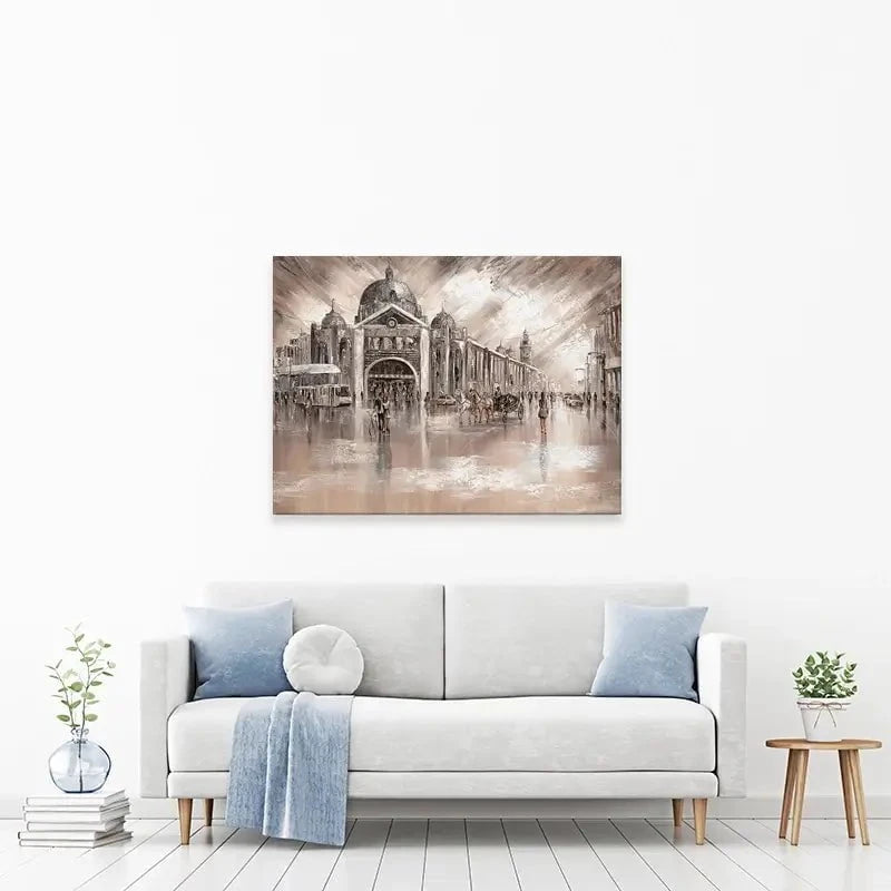 Flinders Street Railway Station Canvas Print Flinders Street Railway Station Canvas Print wall art product Isabella Karolewicz
