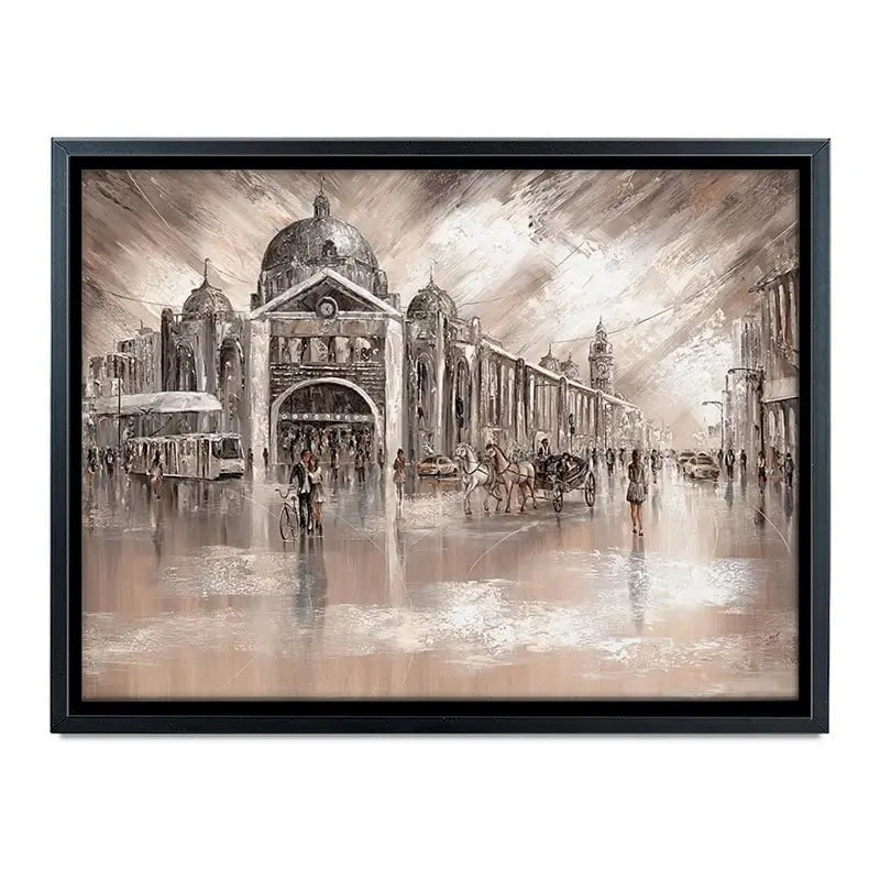 Flinders Street Railway Station Canvas Print Flinders Street Railway Station Canvas Print wall art product Isabella Karolewicz