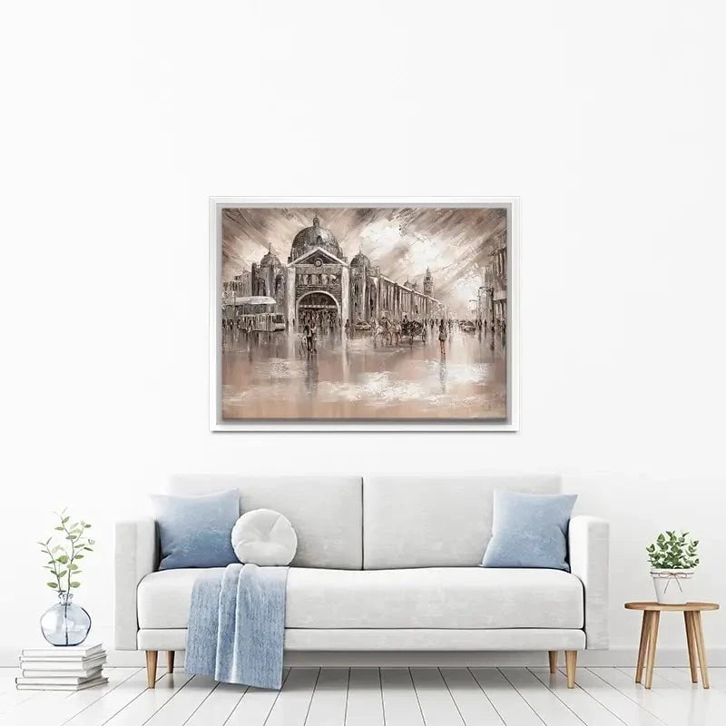 Flinders Street Railway Station Canvas Print Flinders Street Railway Station Canvas Print wall art product Isabella Karolewicz
