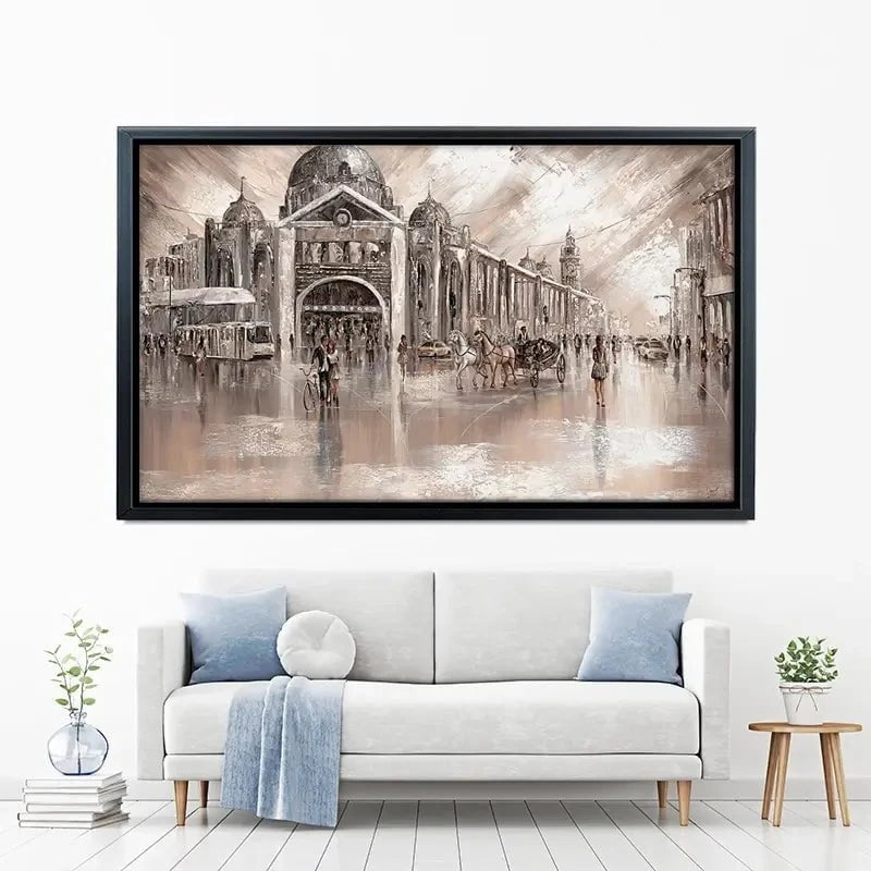 Flinders Street Railway Station Canvas Print Flinders Street Railway Station Canvas Print wall art product Isabella Karolewicz