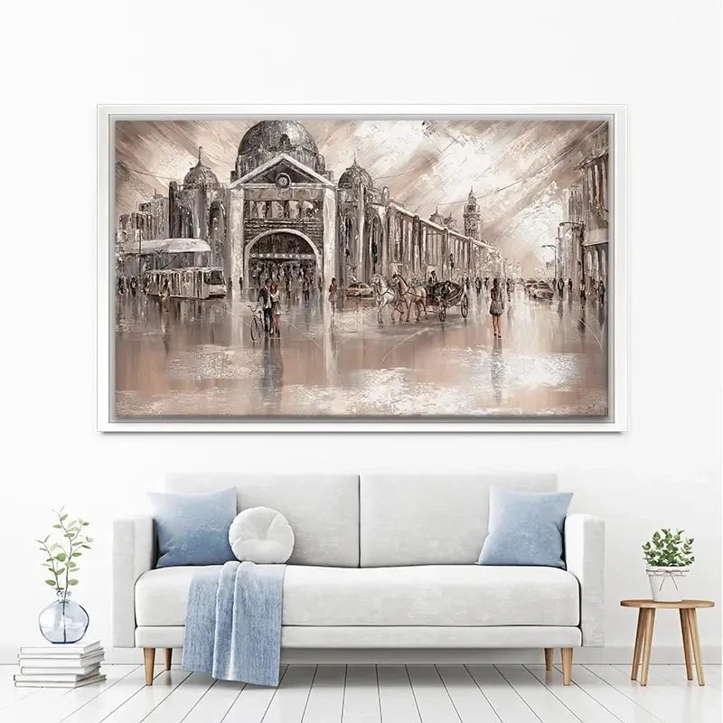 Flinders Street Railway Station Canvas Print Flinders Street Railway Station Canvas Print wall art product Isabella Karolewicz