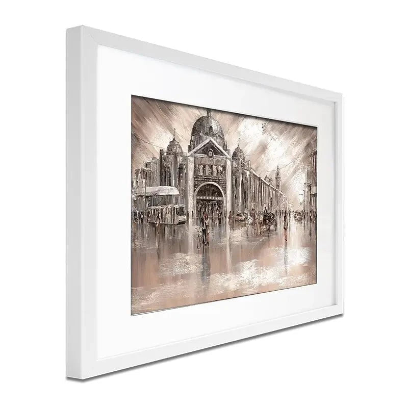 Flinders Street Railway Station Framed Art Print Flinders Street Railway Station Framed Art Print wall art product Isabella Karolewicz