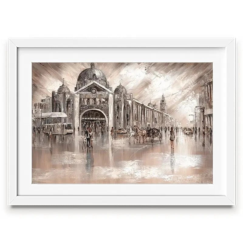 Flinders Street Railway Station Framed Art Print Flinders Street Railway Station Framed Art Print wall art product Isabella Karolewicz