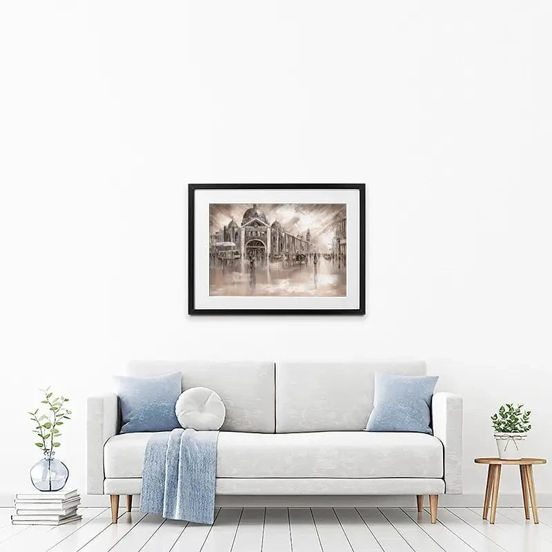 Flinders Street Railway Station Framed Art Print Flinders Street Railway Station Framed Art Print wall art product Isabella Karolewicz