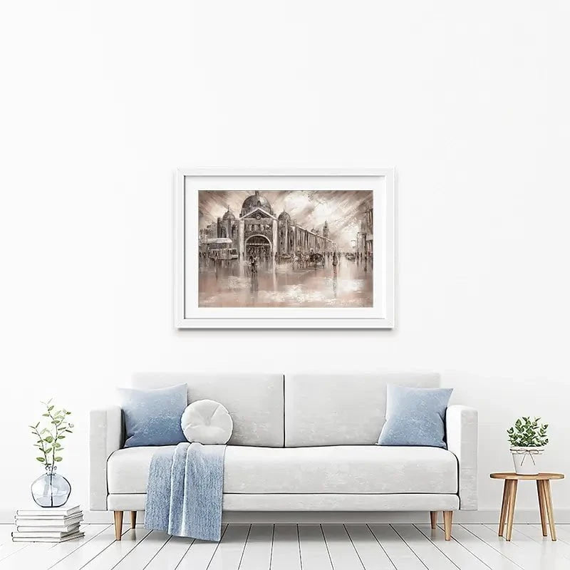 Flinders Street Railway Station Framed Art Print Flinders Street Railway Station Framed Art Print wall art product Isabella Karolewicz
