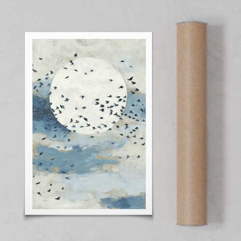 Floating Moon Bird Cloud Art Print Floating Moon Bird Cloud Art Print wall art product Chromatic Storm Studio