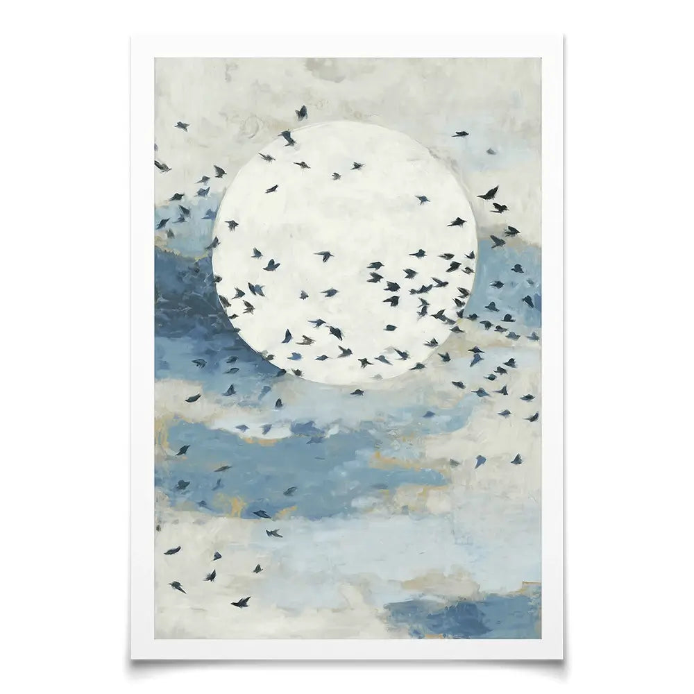 Floating Moon Bird Cloud Art Print Floating Moon Bird Cloud Art Print wall art product Chromatic Storm Studio