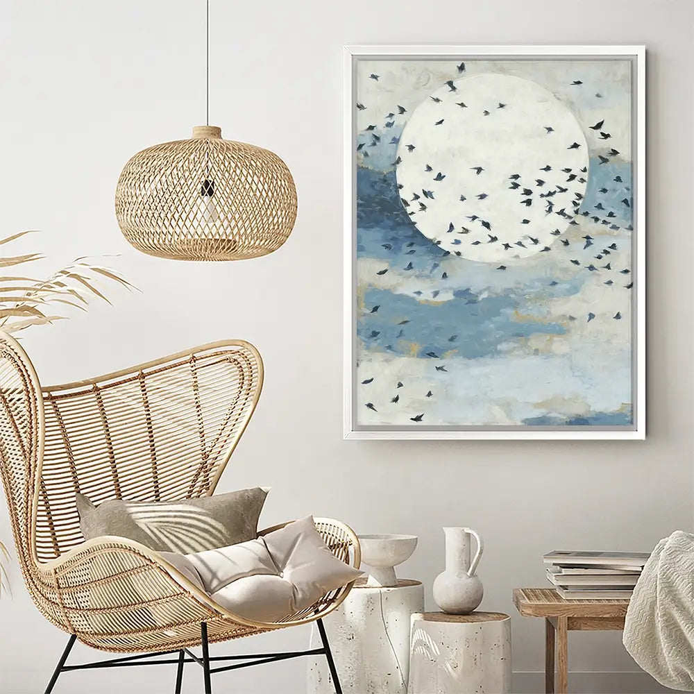 Floating Moon Bird Cloud Canvas Print Floating Moon Bird Cloud Canvas Print wall art product Chromatic Storm Studio