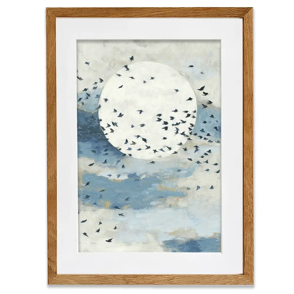 Floating Moon Bird Cloud Framed Art Print Floating Moon Bird Cloud Framed Art Print wall art product Chromatic Storm Studio